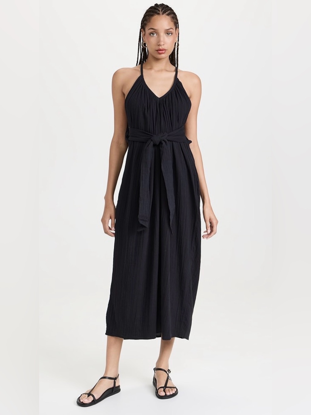 Mara Hoffman Sydney Open-Side Belted Coverup Dress Black